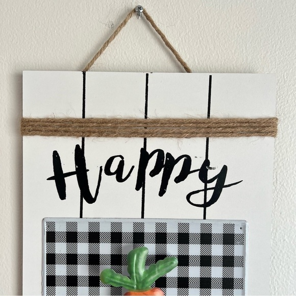 Happy Easter Sign Black and White Buffalo Check 9.5x18" New - Picture 3 of 5